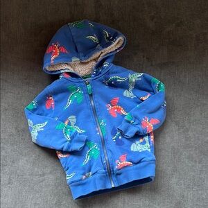 Mini Boden Blue Dinosaur Print Hoodie